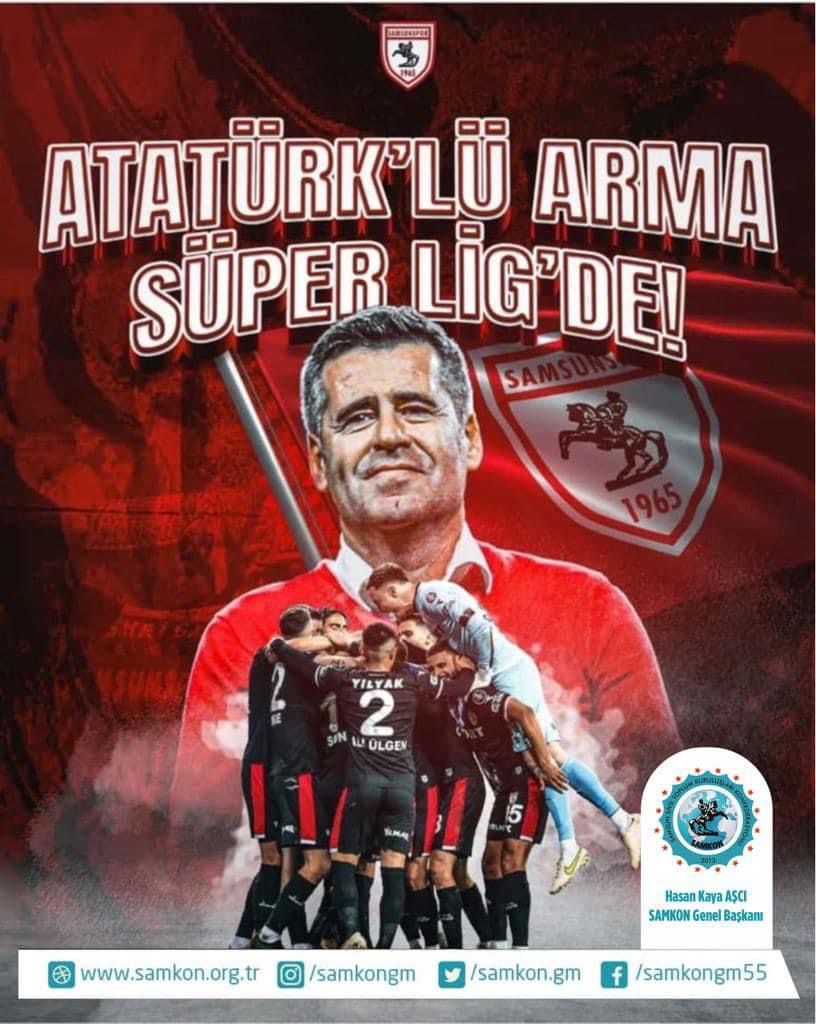 Güneşin doğduğu şehrin takımı SAMSUNSPOR O SENE BU SENE diyerek çıktığı yolda azim ve kararlılıkla futbolcusundan yöneticisine takıma gönül verenlerin ve Şehri Samsunun insanıyla birlikte şampiyon olup süper lige yükselmiştir 